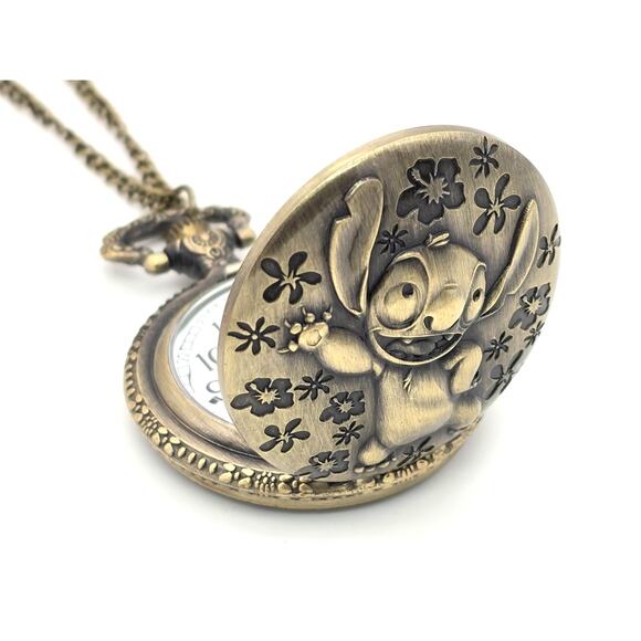 Lilo & Stitch Pocket Watch - Personalized Gift for Fans, Silver or Bronze Finish - Picture 2 of 10